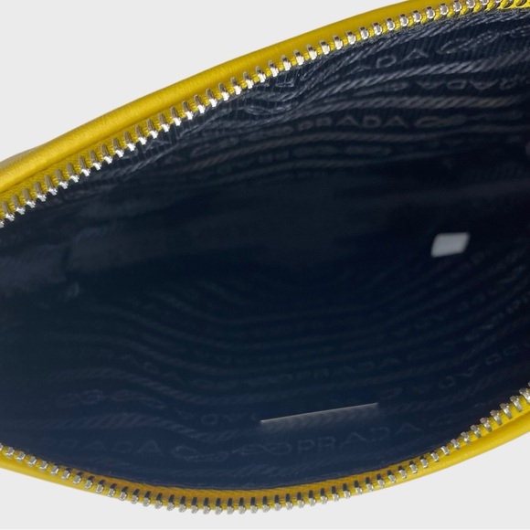 PRADA NWT Yellow Grace Leather Triangle Wristlet Pouch Detachable Strap - Picture 12 of 16